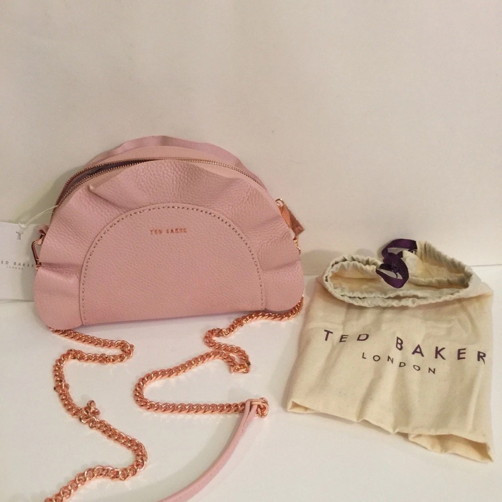 NWT Ted Baker Half Moon Ruffle Pink Crossbody Bag